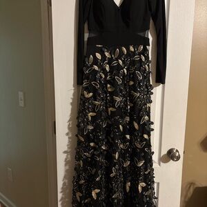 Elegant Black and Gold Evening Dress